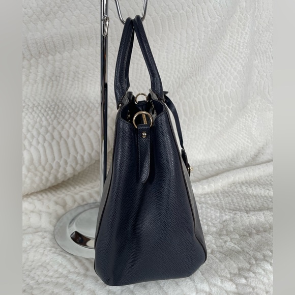 Coach Small Margot Carryall F34607 Navy Crossgrain Leather Satchel Crossbody - Picture 8 of 15